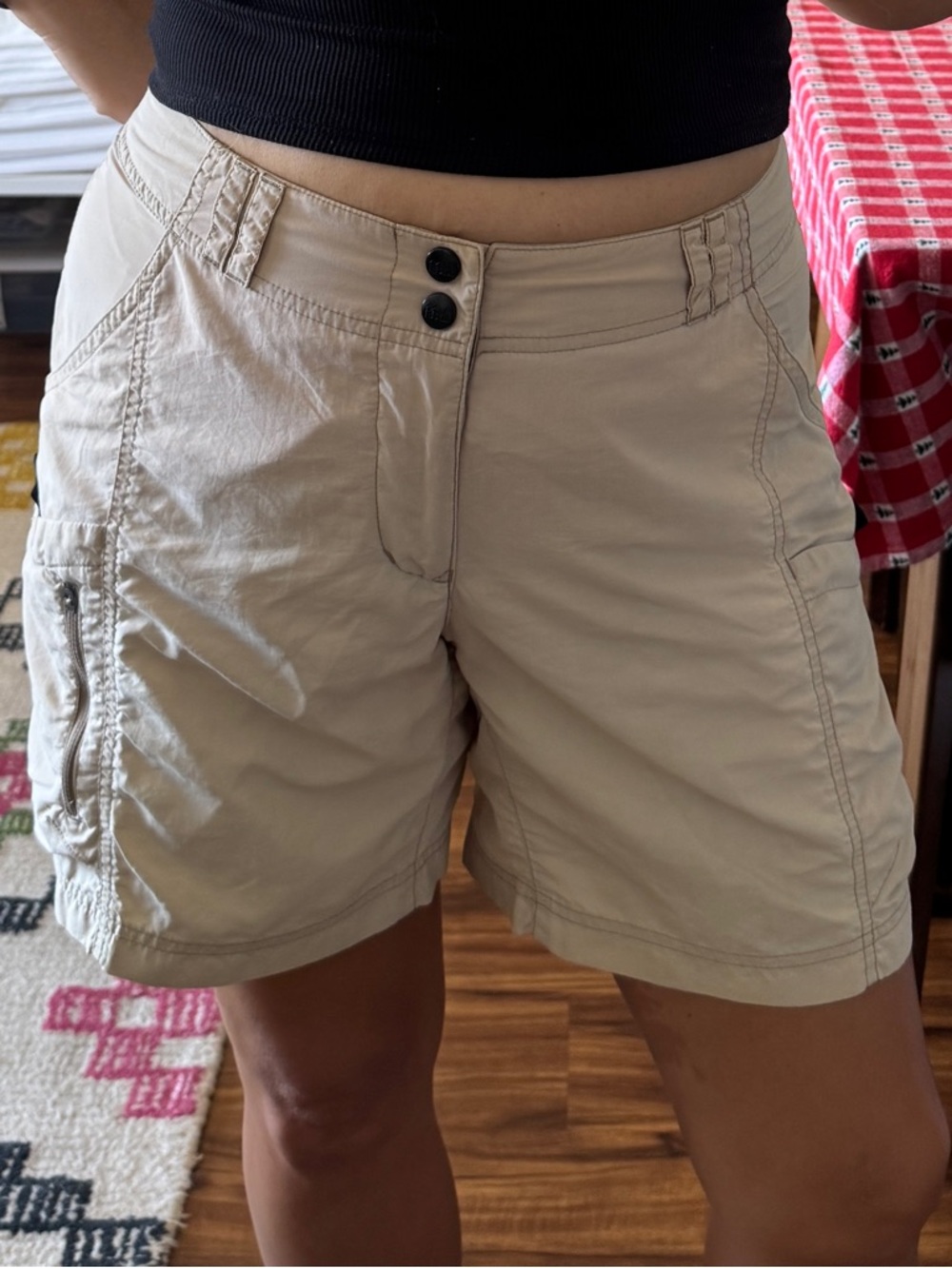 REI Women’s Co-op Sahara Cargo Shorts Beige 10 Gorpcore Camp Hiking Cabincore